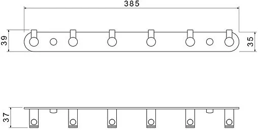 Планка с 6-ю крючками Aquatek Европа чёрный матовый AQ4124MB