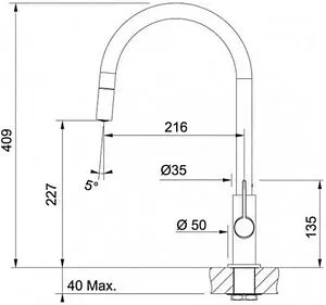 Смеситель для кухни с выдвижным изливом Franke Ambient Evo чёрный/хром 115.0373.950 Смеситель для кухни с выдвижным изливом Franke Ambient Evo чёрный/хром 115.0373.950, 2