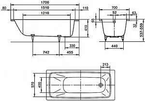 Ванна стальная Kaldewei Cayono 170x70 mod. 749 standard белый 274900010001 Ванна стальная Kaldewei Cayono 170x70 mod. 749 standard белый 274900010001, 2