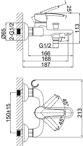 Смеситель для ванны D&amp;K Rhein Valerius хром DA1363201