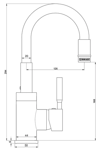 Смеситель для кухни Gross Aqua ColorFlex хром/чёрный 3241508B