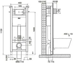 Инсталляция для подвесного унитаза Set 3 в 1 OLI Expert Total Black LE 886668SLOO с кнопкой хром глянцевый Инсталляция для подвесного унитаза Set 3 в 1 OLI Expert Total Black LE 886668SLOO с кнопкой хром глянцевый, 2