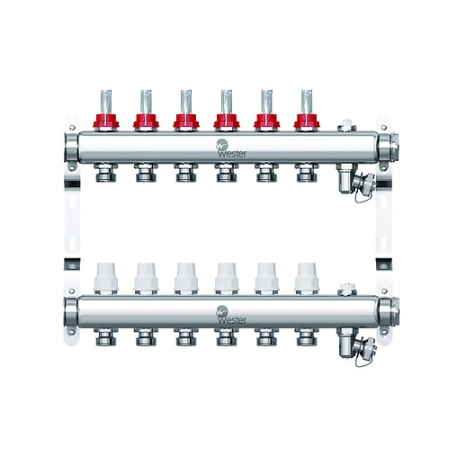 Группа коллекторная с расходомерами 6 отводов 1&quot;в/в x 3/4&quot;ек Wester W902.6