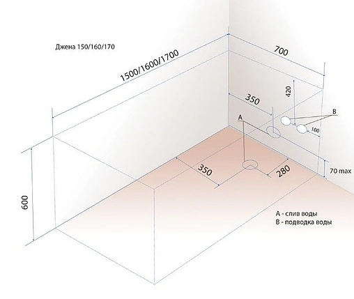 Ванна акриловая Triton Джена 160x70 Щ0000001222