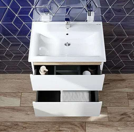 Тумба под умывальник подвесная Am.Pm X-Joy 65 белый/светлое дерево M85AFHX0652WG