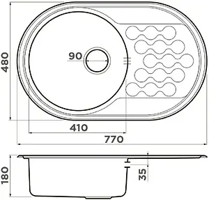 Мойка кухонная Omoikiri Kasumigaura 77-IN нержавеющая сталь 4993728 Мойка кухонная Omoikiri Kasumigaura 77-IN нержавеющая сталь 4993728, 2