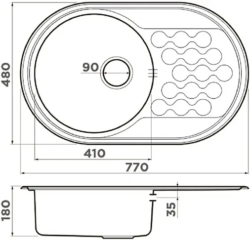 Мойка кухонная Omoikiri Kasumigaura 77-IN нержавеющая сталь 4993728