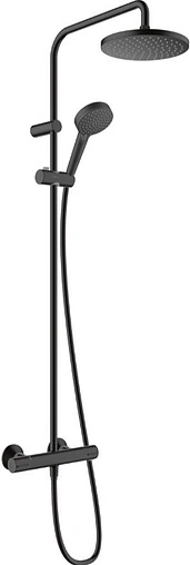 Душевая система с термостатом для душа Hansgrohe Vernis Blend 200 1jet чёрный матовый 26276670