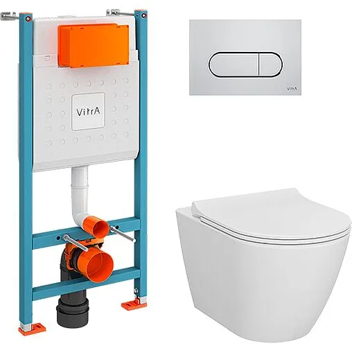Комплект 5 в 1 VitrA Sanibelle SmoothFlush 9878B003-7200 с кнопкой хром глянцевый