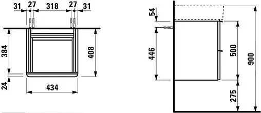 Тумба под умывальник подвесной Laufen Space 45 светлый орех 4.1010.2.160.101.1
