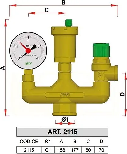 Группа безопасности котла 1&quot; 3 бар Far FA 2115 1