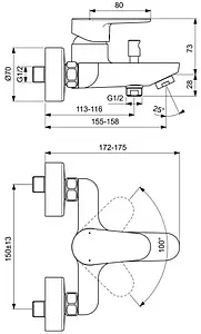 Смеситель для ванны Ideal Standard Cerafine O чёрный матовый BC500XG, 2