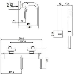 Смеситель для ванны Gattoni Circle Two белый матовый 9100/91BO Смеситель для ванны Gattoni Circle Two белый матовый 9100/91BO, 2