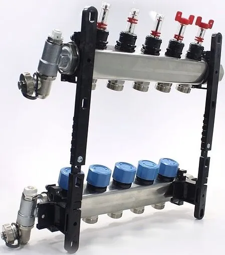 Группа коллекторная с расходомерами 5 отводов 1&quot;в/н x ¾&quot;ек Henco UFH-0605MDSS05