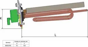 ТЭН фланцевый 2кВт 220В Uni-fitt 800C0200 ТЭН фланцевый 2кВт 220В Uni-fitt 800C0200, 2
