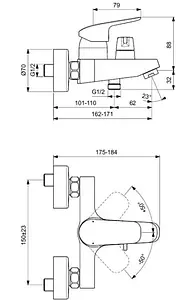 Смеситель для ванны Ideal Standard Ceraflex хром B1740AA, 2