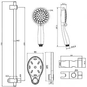 Душевая стойка Swedbe Hermes чёрный матовый 5106B Душевая стойка Swedbe Hermes чёрный матовый 5106B, 2