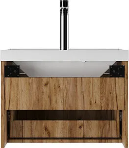 Тумба-умывальник подвесной Айсберг Ева 60 белый/дуб вотан DA5906T+4670142930044, 5