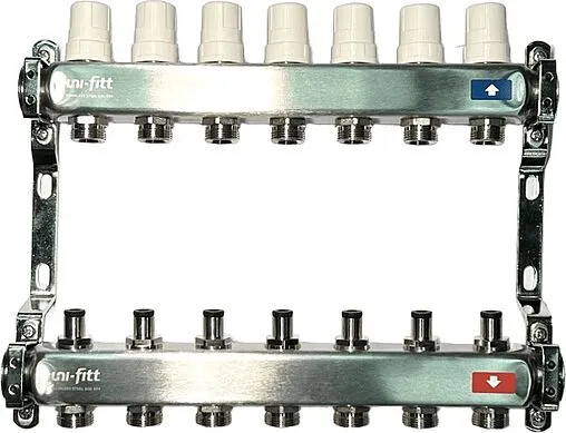 Группа коллекторная без расходомеров 7 отводов 1&quot;в/в x ¾&quot;ек Uni-fitt OPTIMAL 451B4307.RU