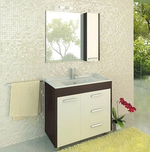 Шкаф-зеркало Comforty Барселона 90 белый/венге 00003124107CF Шкаф-зеркало Comforty Барселона 90 белый/венге 00003124107CF