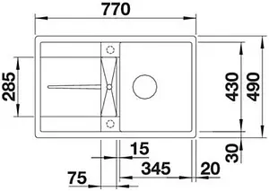 Мойка кухонная Blanco Metra 45 S-F 77 белый 519083 Мойка кухонная Blanco Metra 45 S-F 77 белый 519083, 2