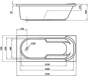 Ванна акриловая BERGES Lumbo 170x75 050003 Ванна акриловая BERGES Lumbo 170x75 050003, 2