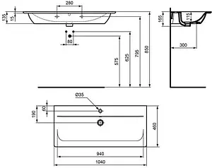Раковина Ideal Standard Connect Air 84 белый E027901 Раковина Ideal Standard Connect Air 84 белый E027901, 2