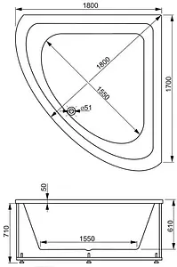 Ванна акриловая Vagnerplast Incognito 180x180 VPBA180INC3X-04 Ванна акриловая Vagnerplast Incognito 180x180 VPBA180INC3X-04, 2