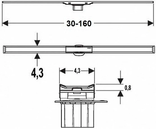 Профиль для душа 300-1600мм Geberit CleanLine20 154.453.KS.1 Профиль для душа 300-1600мм Geberit CleanLine20 154.453.KS.1