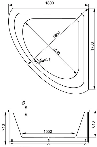 Ванна акриловая Vagnerplast Incognito 180x180 VPBA180INC3X-04