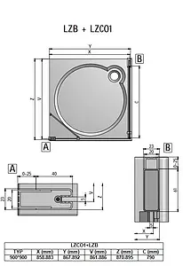 Душевое ограждение 900x900мм прозрачное стекло Roltechnik Lega Lift Line LZCO1+LZB/900*900 227-9000000-00-02+228-9000000-00-02, 2