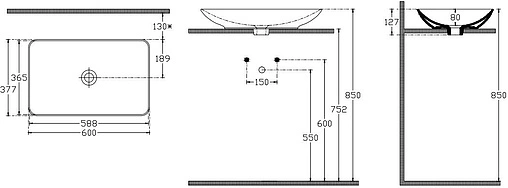 Раковина ISVEA SistemaY Clear 60 платина 10SY50060SV-6D