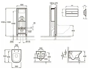 Комплект 5 в 1 Jacob Delafon Vox E21744RU-00 с кнопкой хром глянцевый, 2
