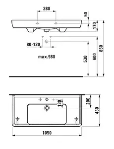 Раковина Laufen Pro 105 белый 8.1395.8.000.104.1, 2