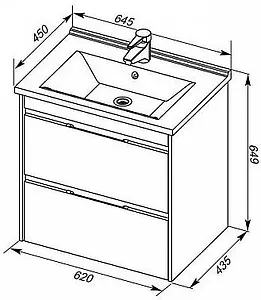 Тумба-умывальник Aquanet Тулон 65 белый 00183394+00182318 Тумба-умывальник Aquanet Тулон 65 белый 00183394+00182318, 2
