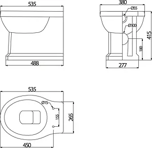 Унитаз приставной BelBagno Trevi белый BB135CBL, 2