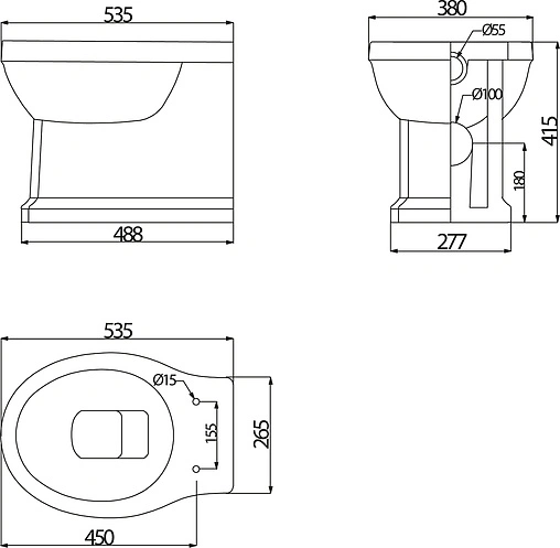 Унитаз приставной BelBagno Trevi белый BB135CBL