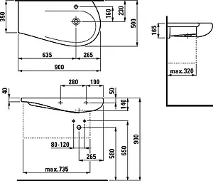 Раковина Laufen Alessi 90 R c покрытием LCC белый 8.1497.6.400.104.1 Раковина Laufen Alessi 90 R c покрытием LCC белый 8.1497.6.400.104.1, 2