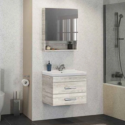 Шкаф-зеркало Comforty Никосия 60 дуб белый 00004138878CF