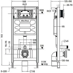 Инсталляция для подвесного унитаза Allen Brau Pneumatic 9.11100.20 Инсталляция для подвесного унитаза Allen Brau Pneumatic 9.11100.20, 2
