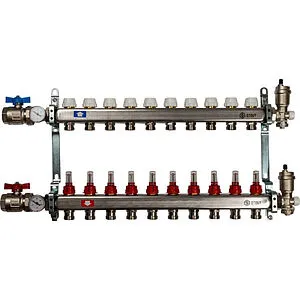 Группа коллекторная с расходомерами 10 отводов 1&quot;в/в x ¾&quot;ек Stout SMS 0907 000010, 1
