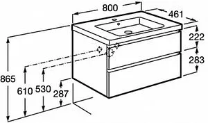 Тумба-умывальник подвесная Roca Domi 80 серый матовый ZRU9307874+ Тумба-умывальник подвесная Roca Domi 80 серый матовый ZRU9307874+, 2