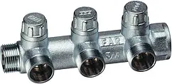 Коллектор запорно-балансировочный проходной 3 отвода ¾&quot;в/н x М24x19 Far FK 3900 C34