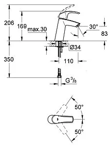 Смеситель для раковины Grohe Eurosmart хром 23324001 Смеситель для раковины Grohe Eurosmart хром 23324001, 2