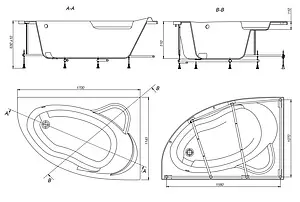 Ванна акриловая Roca Luna 170x115 R ZRU9302912, 2