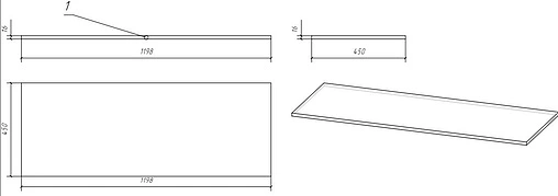Столешница Cersanit Moduo 120 дуб SB-BL-MOD120