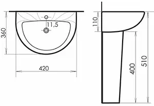 Раковина с пьедесталом детская Comforty 42 белый 0991W/DK-02/P0991W/01W Раковина с пьедесталом детская Comforty 42 белый 0991W/DK-02/P0991W/01W, 2