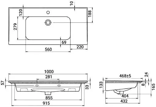 Раковина CeraStyle Frame 100 белый 031400-u