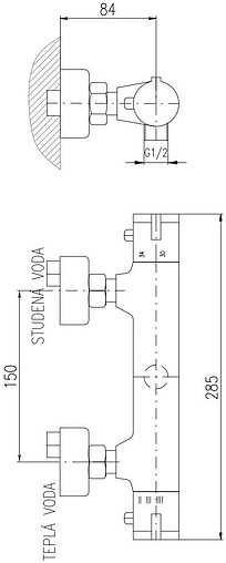 Термостат для душа Rav Slezak матовый черный/хром TRM80.5CMATC