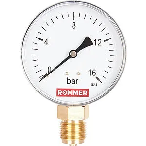 Манометр радиальный Rommer 80 мм 16 бар ½&quot; RIM-0010-801615, 1